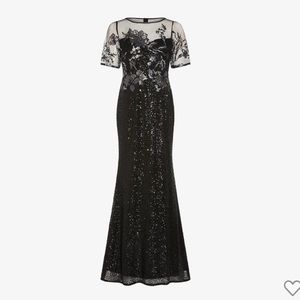 Adrianna Papell Sequin Covered Gown Black/Gunmetal Size 14 NWT